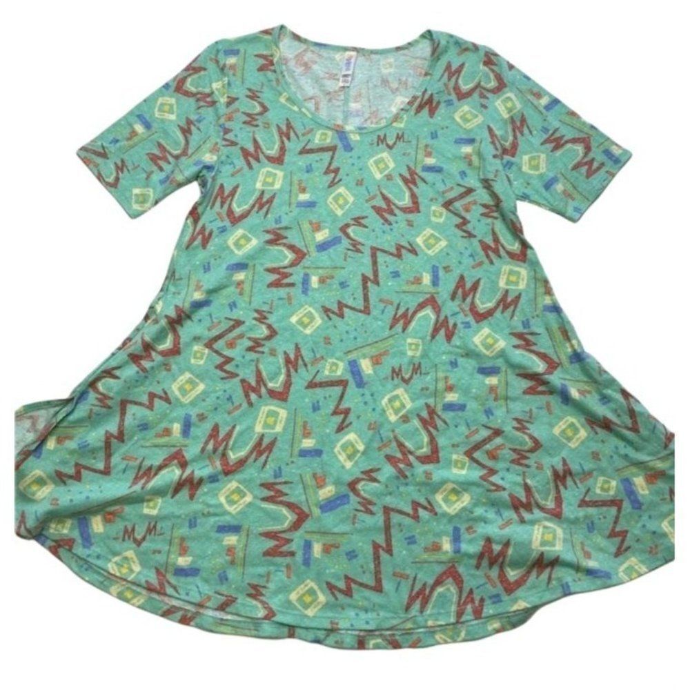 LuLaRoe Perfect T Green Soft Squiggles 90's Top‎ Small NEW